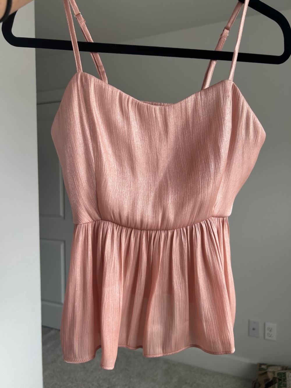 Shimmery Peachy/Pink Peplum Camisole Top